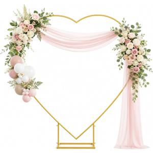 6.6 x 6.6 ft Heart Arch Stand, Heavy-Duty Gold Metal Heart Shape Arch