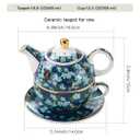 Tea for One Set, Tea Set for One, Porcelain Teapot for One and Cup Set, Floral Teapot, Tea Set for Gift, Women, Butterfly Blue