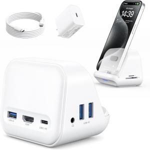 JSAUX USB C Docking Station Stand for Samsung Dex, 8-in-1 Multiport Hub with Phone Stand, 4K HDMI, USB 3.0 5Gbps SD/TF Card Slots,60W PD Compatible with Samsung S24, Pixel 8/8 Pro, iPhone 15 Series