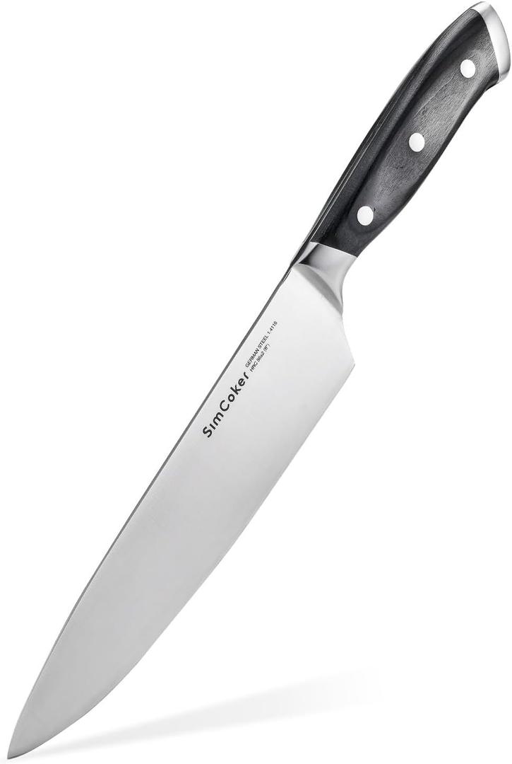 Chef Knife 8-Inch  German High Carbon Stainless Steel 1.4116 Blade, Sharp Kitchen Knife, Ergonomic Pakkawood Handle, 3-Year Warranty Chef Knife 8-Inch  German High Carbon Stainless Steel 1.4116 Blade, Sharp Kitchen Knife, Ergonomic Pakkawood Handle, 3-Year Warranty