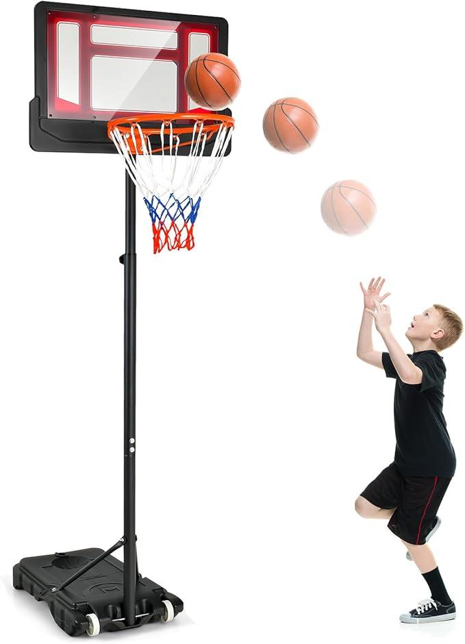 Children's Basketball Hoop Adjustable Height from 110 to 190 cm Outdoor Basketball Hoop Small Toys for Children of 3, 4, 5, 6, 7, 8 Years Old Birthday Gift for Christmas