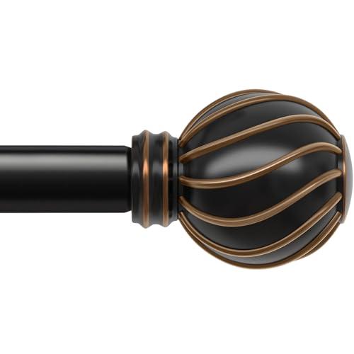 Oneach Black Curtain Rods for Windows 66 to 120 Inch, 7/8" Adjustable Heavy Duty Decorative Drapery Rods with Round Netted Texture Finials (Pack of 1, 36 to 120 Inch)