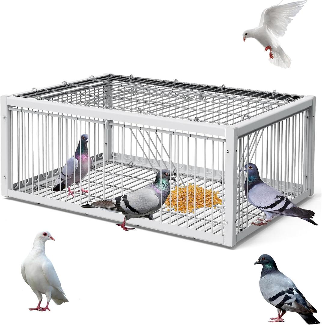 Pigeon Trap Cage Bird Traps for Small Birds Folding One-Way Entrance Trapping Portable U-Trap Door for Dove Feral Breeding Supply Pigeon Coop