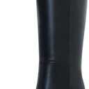 Wide Calf Knee High Boots For Women Plus Size Side Zipper Leather Chunky Heel Boots Heeled Pointed Toe Tall (Black), Size: 6.5 Wide