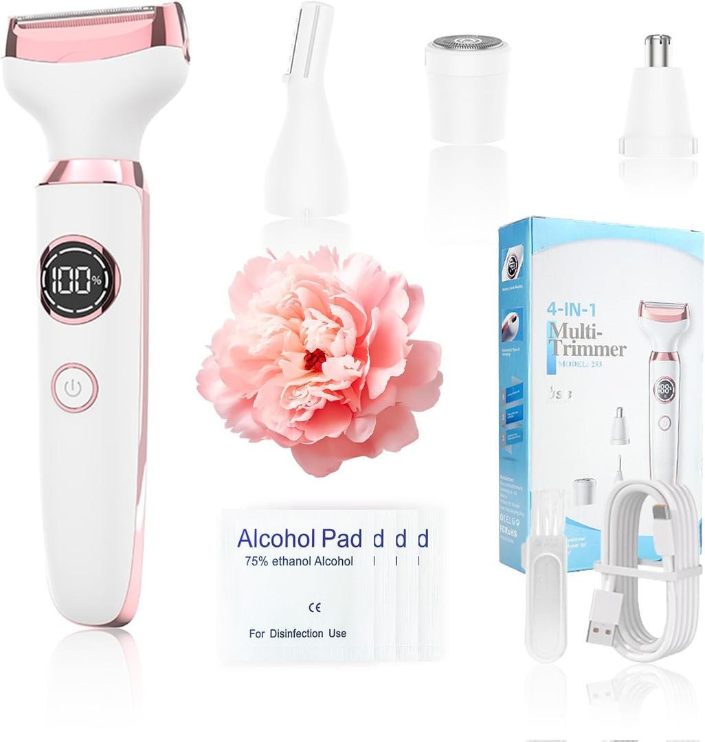 Womens Personal Groomers4-in-1 Electric Razor face Razors&Nose Trimmer Women-Personal Shaver for Women