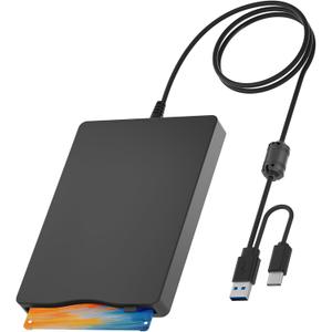 3.5 Floppy Drive USB External, Portable Floppy Disk Reader for Laptop, Plug and Play USB Disk Drive 3.5-inch External, Type C 1.44 MB FDD Drive, Reader for PC Windows 2000/XP/7/8/10/11