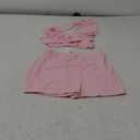MakeMeChic Women's 2 Piece Y2K Outfits Summer Beach Knitted Backless Halter Tops and Micro Mini Shorts Set (Medium, Pink)