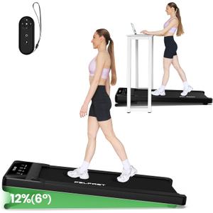 Walking Pad with 12% 6 Auto Incline, Under Desk Treadmill for Home Office w/Remote Control, 6 HIIT Mode, 265 Lbs Weight Capacity, 4 MPH Max, Desk Treadmill in LED Display