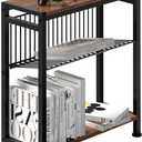 Side Table for Small Spaces, Narrow End Table with Magazine Holder, 2 in 1 Design Slim Side Table, Skinny Nightstand for Living Room Bedroom, Thin Side Magazine Table, Rustic Brown