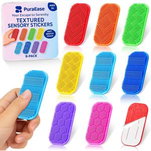 Bristle Tactile Sensory Stickers  8PC Soft & Gentle Textured Fidget Strips for Kids & Adults  Calm Strips for Autism, ADHD, Anxiety Relief  Quiet Fidget Toys for School, Classroom, Desk & Gifts