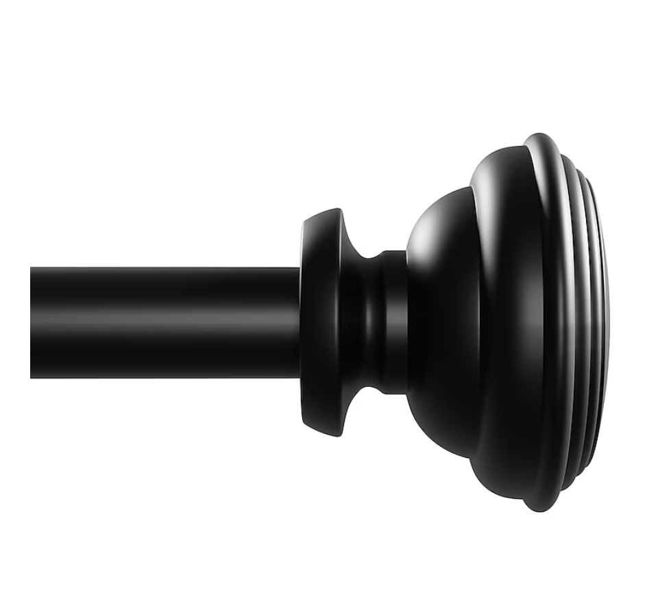 Style Selections Sema 48-in to 84-in Matte Black Steel Single Curtain Rod with Finials