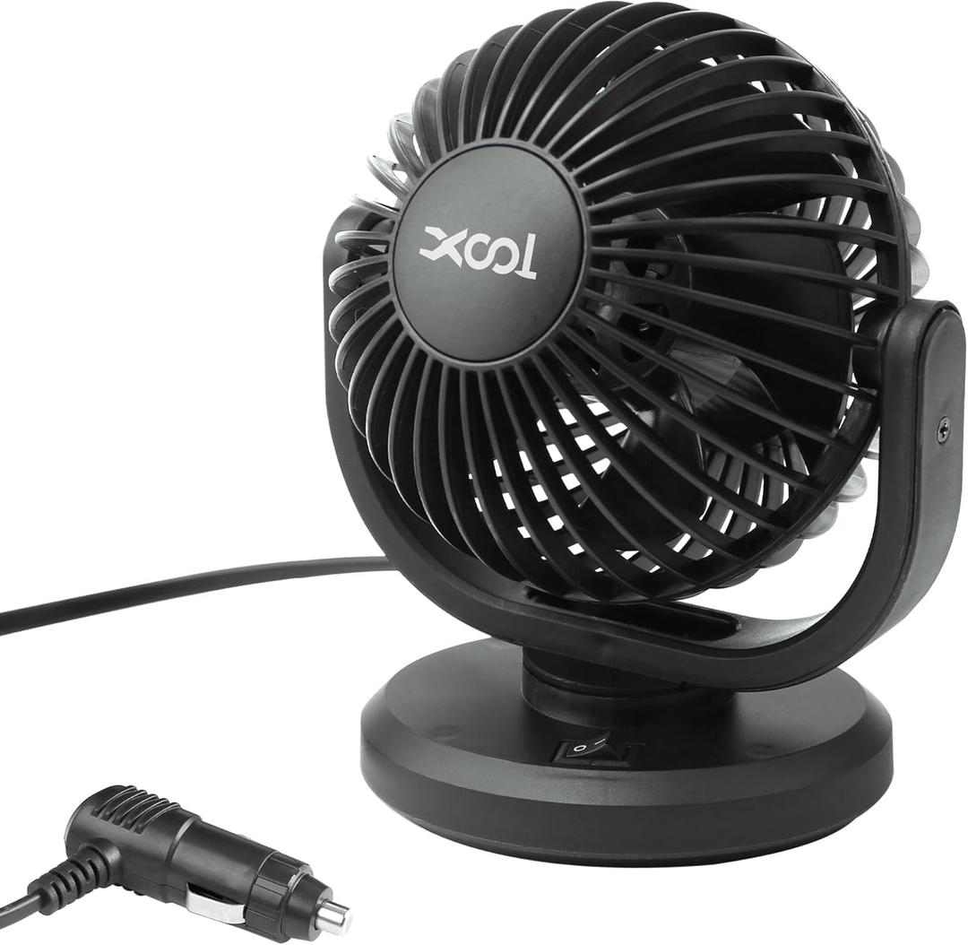 XOOL 12V Car Fans, 4" Electric Car Cooling Air Fan Powerful Single Car Fan Cigarette Lighter Low Noise 360 Degree Rotatable for Truck Vehicle Boat Van SUV RV XOOL 12V Car Fans, 4" Electric Car Cooling Air Fan Powerful Single Car Fan Cigarette Lighter Low Noise 360 Degree Rotatable for Truck Vehicle Boat Van SUV RV