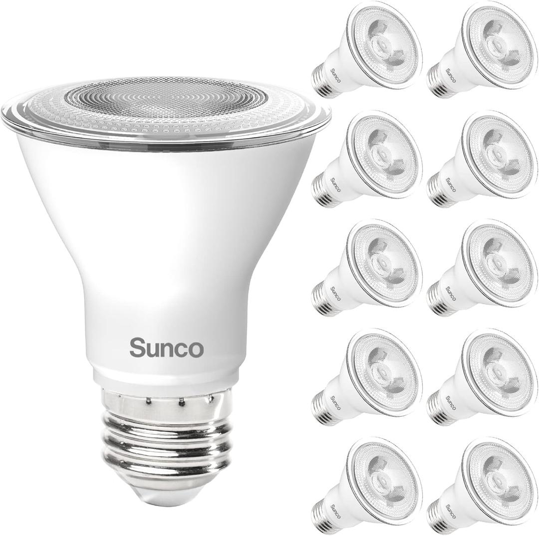 Sunco 10 Pack PAR20 LED Bulbs, Flood Light Bulb Outdoor, 500 LM, 7W (50W Equivalent), 2700K Soft White, E26 Medium Base, Dimmable, Track Lighting for Indoor/Outdoor Use, Wet Rated UL