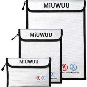 3 Pack Fireproof Document Bag Waterproof Safe Zipper Storage Organizer Pouch Fireproof Money Bag for A4/A5 Documents Holder, File, Cash, Jewelry, Passport, Tablet, Laptop