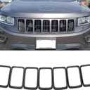 HECASA ABS Gloss Black 7pcs Front Grille Trim Insert Ring Cover Compatible with Jeep Grand Cherokee 2014 2015 2016