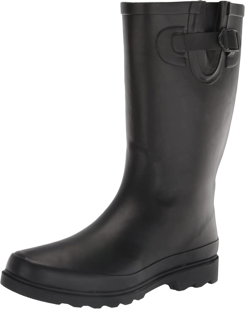 Western Chief Women Solid Tall Waterproof Rain Boot (10, Black Matte)