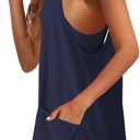 Panadila Womens Summer Sleeveless Mini Dress V Neck Spaghetti Strap Sundress Athletic Short Dress with Pockets (Blue, XS)
