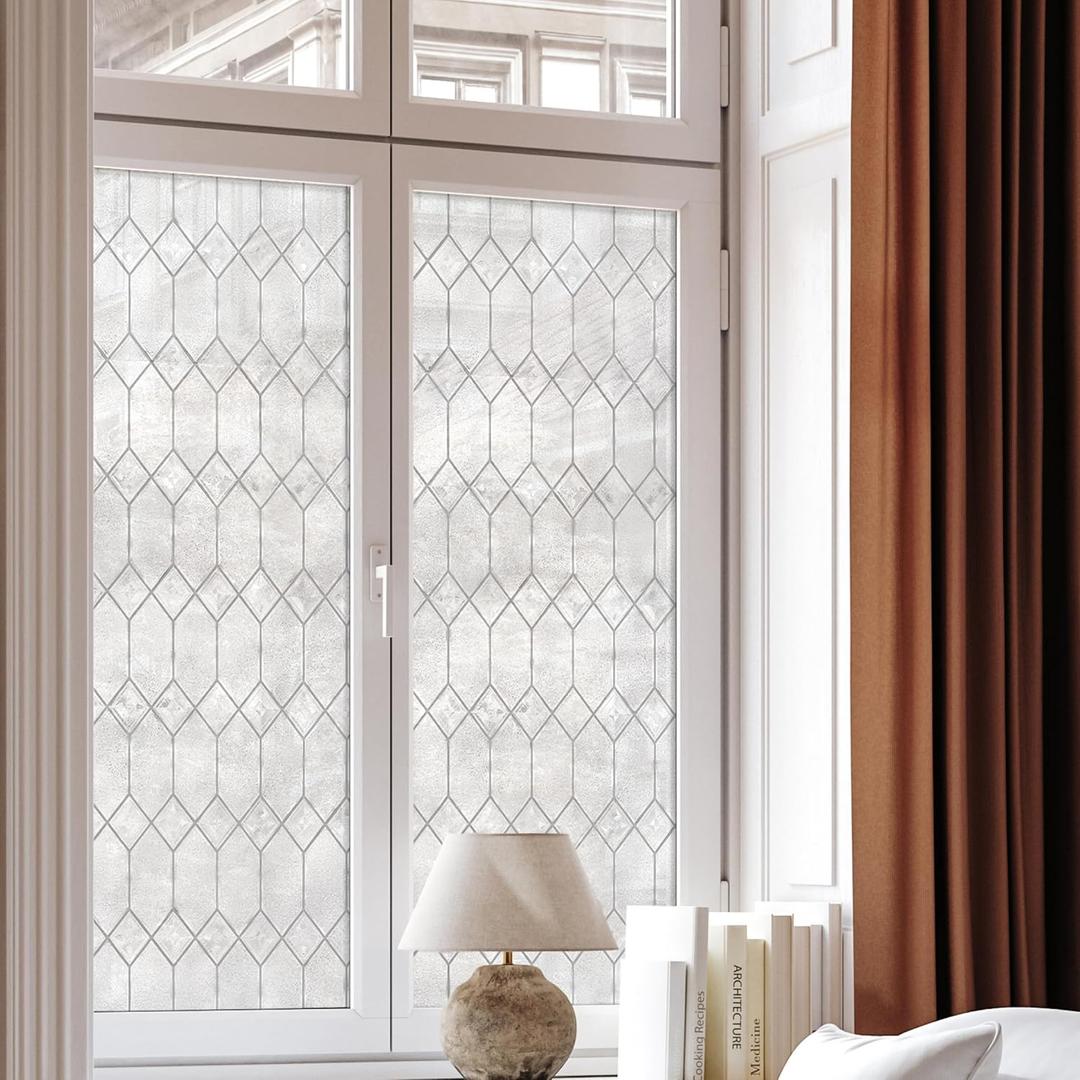 Artscape Old English 36 x 72 Inch Window Film, Made in USA  Provides Privacy, Non-Adhesive, Textured Leaded Glass Pattern, UV Protection, Easy to Apply and Removable