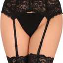 GARGALA Lace Garter Belt for Thigh High Stockings Sock Suspender Women (XX-Large, Black)