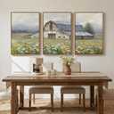 Framed Farmhouse Landscape Wall Art for Living Room, Set of 3 20x30 Inch, Colorful