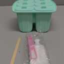 6 Pieces Silicone Popsicle Molds,Easy-Release Bpa-Free,Ice Pop Mold,Ice Cream Molds For Kids,With 50 Pcs Popsicle Sticks+Cleaning Brush(Green