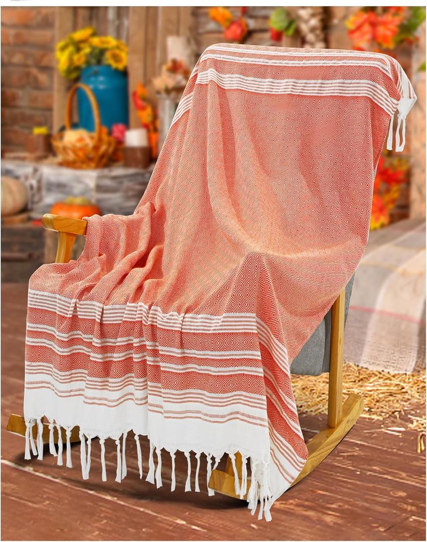 Rustic Farmhouse Throw Blanket Bedroom Decoration Living Room Accessories Sofa Couch Cover Chair Apartment Essential Home Finds Autumn House Goods Burnt Orange Terracotta Sunflower Thanksgiving Decor (Extra Large 50''x68'')