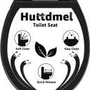 Toilet Seat Round 16.5 Inch with Quick Release-Quick Connect. White Round Toilet Seat with Soft Close. PP Material Safe, Easy Clean and Install, Sturdy Accessories Never Loosen,2 Years Support, Black