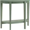 Homes: Inside + Out Payne Modern Half Moon Accent Console Table with Storage Shelf, Decorative Entryway Furniture for Living Room, Hallway, Entrance, Small Spaces, Sage Green