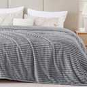 BEDELITE Fleece Blanket Queen Size 3D Ribbed Jacquard Soft and Warm Decorative Fuzzy Blankets Cozy, Fluffy, Plush Lightweight Throw Blankets for Couch, Bed, Sofa (Grey, 90x90 inches)