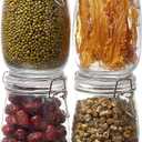 BJONKZ 4 Pack 34 oz Glass Jars with Airtight Lids Food Storage Containers with Preserving Seal Wire Clip Fastening, Glass Canisters for Kitchen Canning Flour, Cereal, Sugar, Beans (34oz*4)