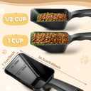 2 x 2-Pack Dog Food Scoop 1 Cup, Plastic Pet Food Measuring Scoop With Measuring Lines (1/2 & 1 Cup Markings) for Dogs, Cats, Fish, Bird（Black)