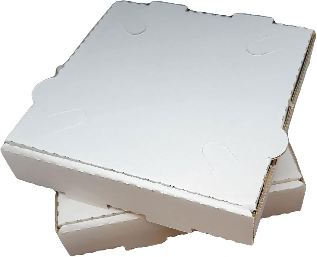 50 Pack Corrugated Pizza Box - White Cardboard (14" x 14")