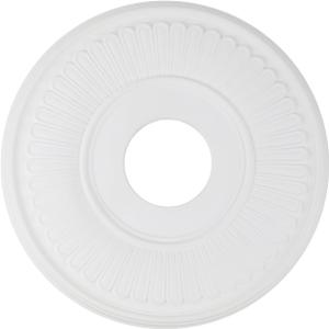 MY MIRONEY White PU Ceiling Medallion Decorative Ceiling Fan Medallion Home Lighting Ceiling Cover Plate, 13 1/5" OD x 3 3/7" ID