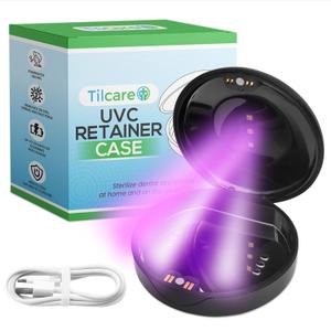 Tilcare UVC Retainer Case for Invisalign Dental Aligner with UV Light for Aligners, Retainers, Mouth Guard, Whitening Trays  Remove Odors