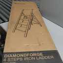 4 Step Ladder, DIAMONDFORGE Folding Step Stool with Wide Anti-Slip Pedal, Anti-Slip Feet and Handgrip, Sturdiest Steel Construction, Steel Ladder for Home, White