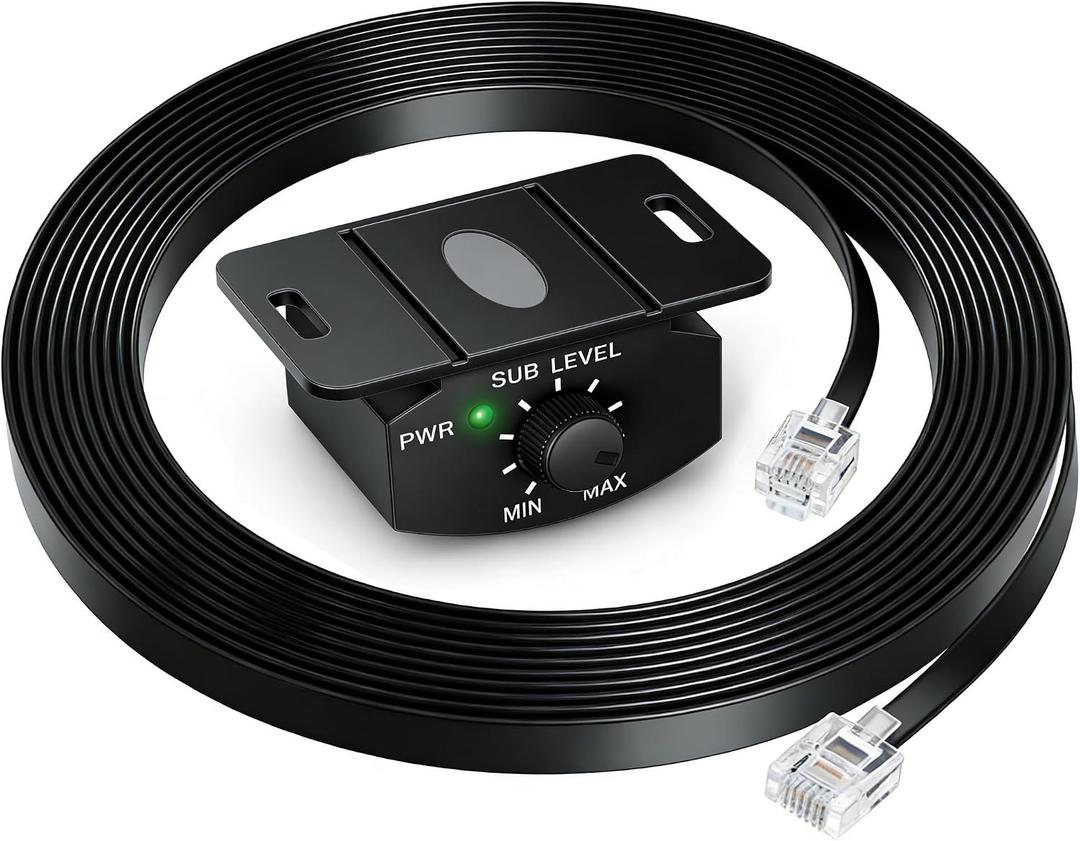 Universal Bass Control Knob, 11.48ft Extension Copper Core Cable with 4-Pin Subwoofer Volume Control, Easy Install,Compatible with Most Car Amplifier