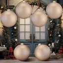 6 Pcs 6 Inch Large Neutral Christmas Balls Ornaments Light Brown Copper Xmas Bulbs Ornaments Vintage Rustic Tree Decoration Modern Christmas Decor for Xmas Tree Outdoor Decor