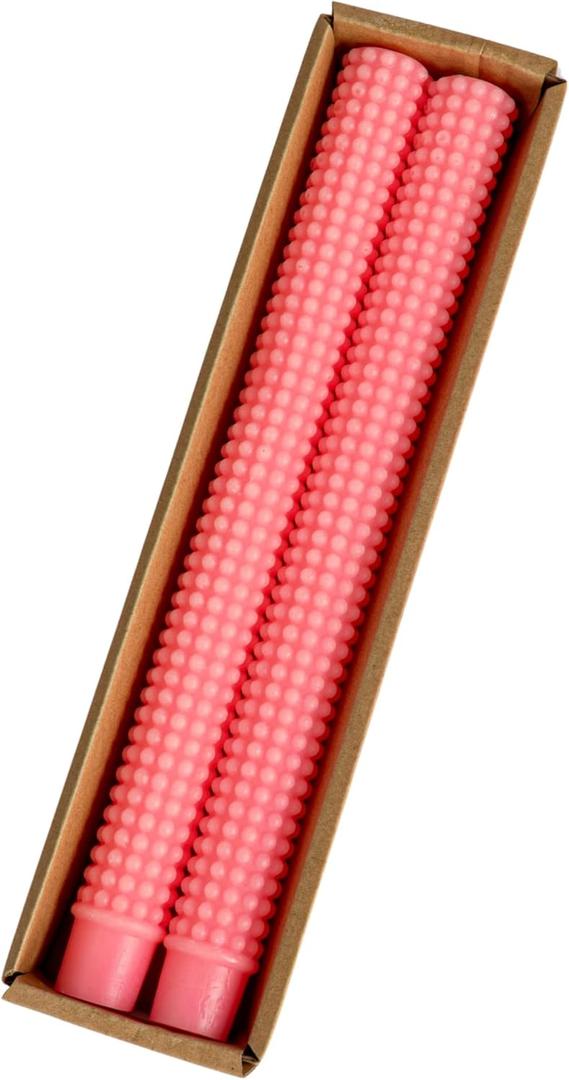 Creative Co-Op Hobnail Taper Candles in Box, Green, Set of 2 (10"H)