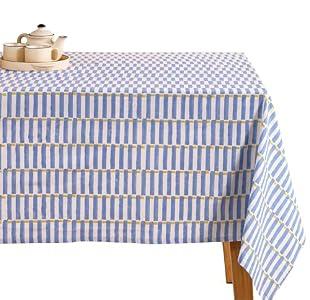 Maison De Blocs 100% Cotton Hand Block Printed, Tablecloth for Kitchen, Dining, Table Cover for Parties, Chritmas, Weddings, Barbecues and Summer picnics Table Cloth (Blue & Yellow, 60" x 90")