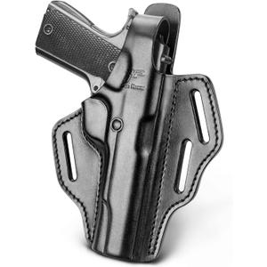 OWB Thumb Leather Break Holster for Glock 17 19 19x 22 23 31 32 45 Colt 1911/Kimber 1911/Springfield 1911/S&W 1911 and Most 1911 5'' No Rail Pistol, Right Hand
