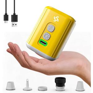 Portable Air Mattress Pump,4.5 KPa Air Pump with 3 Level Camping Light,0.22lb Quick Inflator&Deflator Pumps for Inflatable Mattress,Pool,Couch