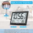Atomic Clock Wall with Indoor/Outdoor Temp, Battery Operated Digital Wall Clock with 10.5" Large LCD Display, 330ft Range Desk Table Clock with Alarm, DST, Calendar for Living Room Bedrooms, Black