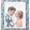 Picture Frame 8x10 Mother of Pearl,Tabletop or Wall Hanging Beach 8x10 Photo Frame for Anniversary,Mother's Day,Birthday,Wedding or Christmas(Blue Grey,1pc)