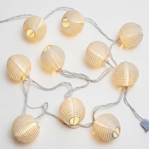 SUNSGNE 8.5Ft Cute White Lantern String Lights, 10 Mini LED Oriental Style White Lanterns Plug in Home & Garden Decorative Lights for Indoor Outdoor Patio Party Wedding Bedroom Bistro Bar