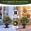 Alupssuc Set of 2 18 Inch Pre-lit Outdoor Christmas Tree with 50 Multi-Color Lights, Timer, Battery Operated Pre-Decorated Frosted Christmas Urn Filler for Pathway &Porch& Yard Decorations, 18 Inch