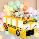 6 Ft School Bus Tablecloths Birthday Party Decorations School Bus Theme Table Cover Washable Fabric Polyester Rectangle Table Covers Protector for School Kindergarten Back to School Party Decorations
