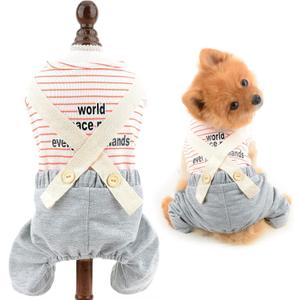 SMALLLEE_LUCKY_STORE Pet Striped Knit Shirt Overalls Outfits Jumpsuit for Small Dogs Cats Boy Girl Puppy Sweater with Pants Cute Yorkie Chihuahua Clothes