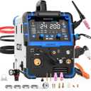 AZZUNO 200A Plasma Cutter Welder Combo, 9 in 1 Multiprocess Welder Machine Gas MIG/PULSE MIG/MAG/Flux Gasless MIG/Spool Gun Compatible/HF TIG/Stick/CUT/SPOT MIG, 110/220V Aluminum MIG Welding Machine