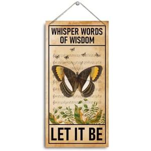 Pack of 13 Inspirational Wood Sign, Whisper Words of Wisdom Sign, Let It Be Sign, Decorative Hanging Wall Plaque Wood Sign, Wall Decor Art, Butterfly Decor, Farmhouse Wood Sign, Home Office Decor