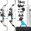Bowfishing Bow Recurve Bow 30-45 Lbs Adjustable American Hunting Bow Compound Bow Fishing Bow for Archery Fishing Hunting Outdoor Shooting Right Hand (BLACK)